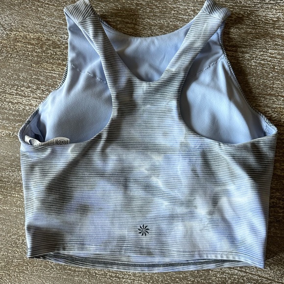 Athleta Conscious Crop D-DD. XS. Blue and white tie dye, white stripes. - Picture 2 of 4
